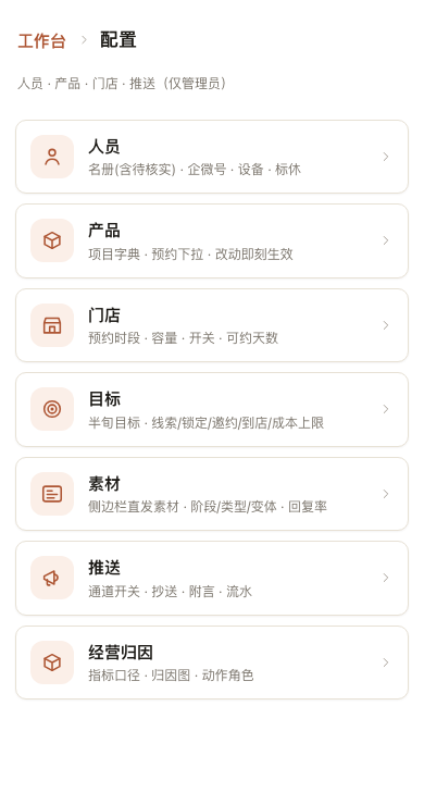配置中心当前七个入口。